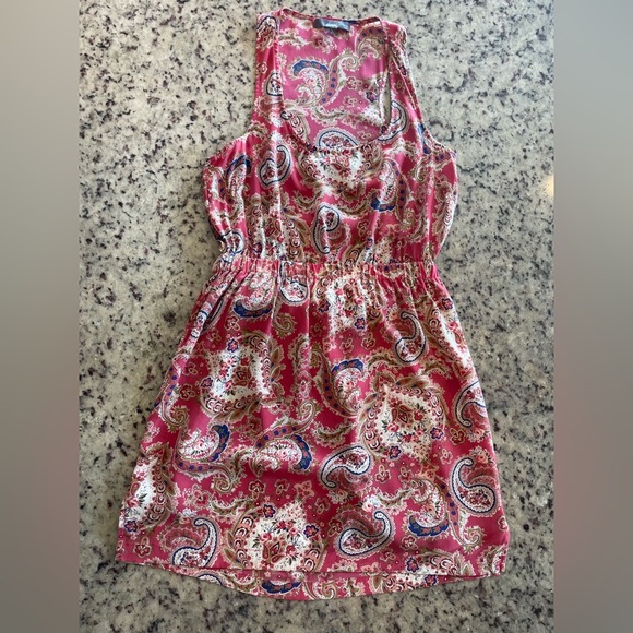 Women’s 100% silk coral Paisley Cutout Dress size S - Picture 3 of 9